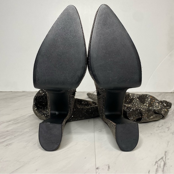 Steve Madden Sultry Rhinestone Thigh High Pointy Toe Platform Heeled Boot 8 1/2 - Picture 15 of 16